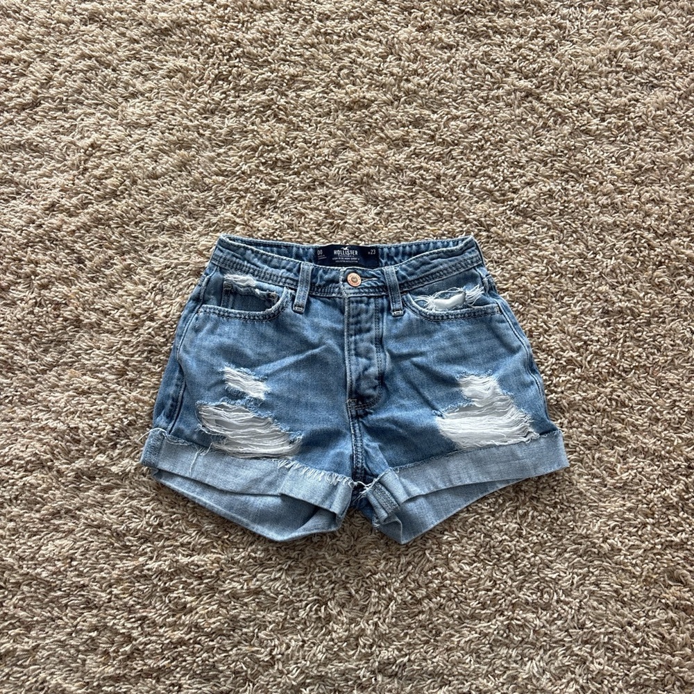 Hollister Light Blue Distressed Jean Shorts